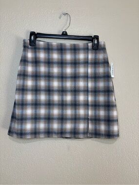 Old Navy Preppy Neutral Tan Plaid High Waist Mini Skirt Size Small